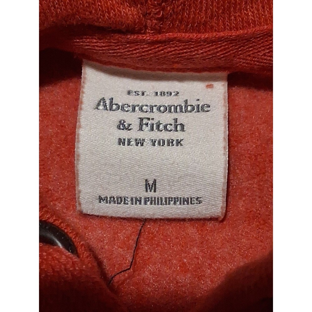 Vintage Abercrombie & Fitch Hoodie Medium Red  Y2K Logo Pullover 2000s New York - Picture 2 of 4